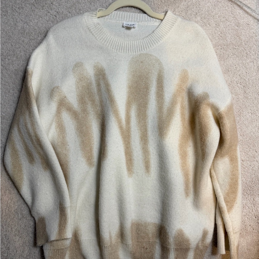 Le Lis Oversized Cozy Cream and Tan Sweater